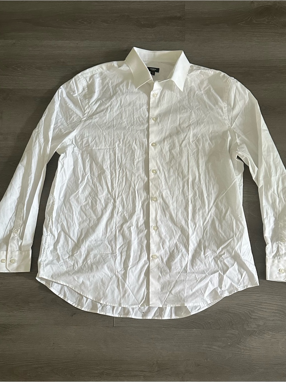 Express Men Slim Fit 1MX White Button Up Shirt Size XL